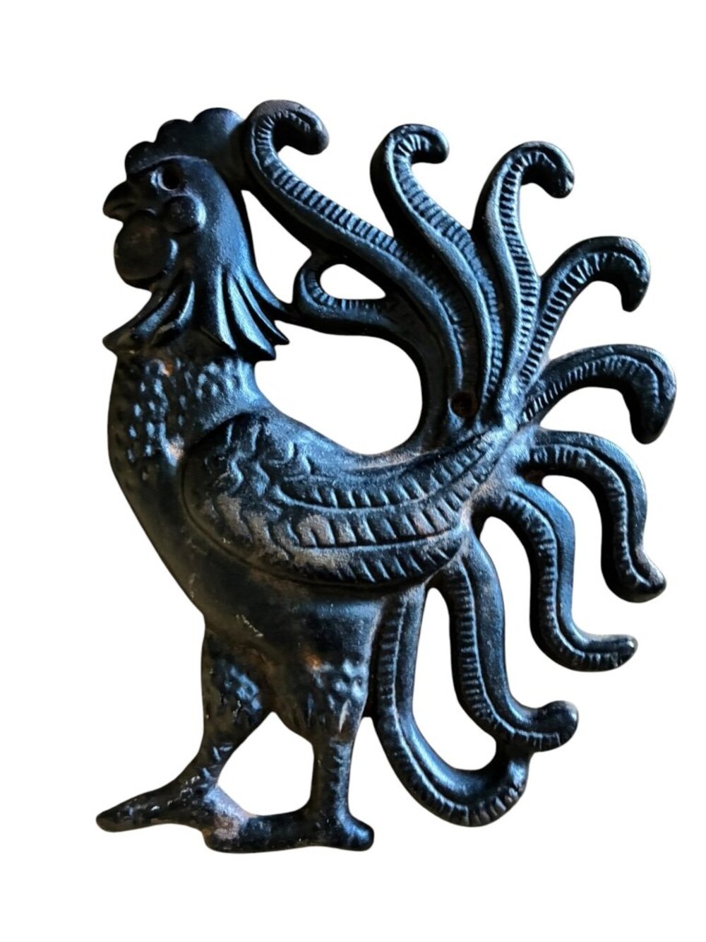 Cast Iron Rooster 9" Wall Decor Vintage Black Rustic‎ Farmhouse Design 6L Marker